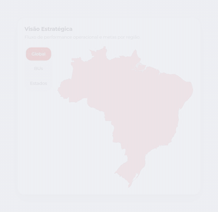 Animação do mapa estratégico do Órbita alternando a visão global, por unidades de negócio e por estados